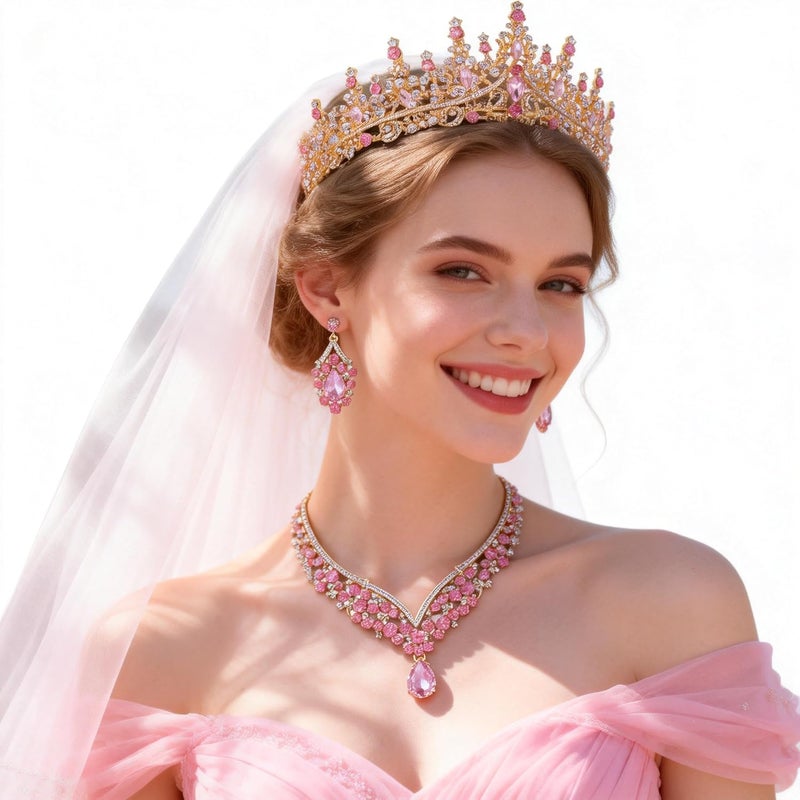 Kamirola Tiaras and Crowns for Women,Tiaras Earrings Necklace, Crystal Bridal Jewelry Set, Costume Party Halloween Prom Pageant Jewelry for Women (TR28) - Image 4